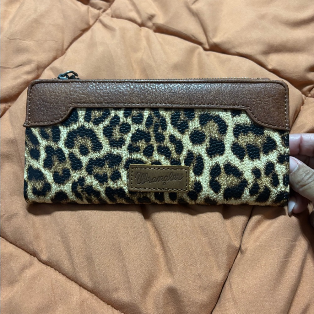 Wrangler Brown and Tan Leopard Print Wallet
